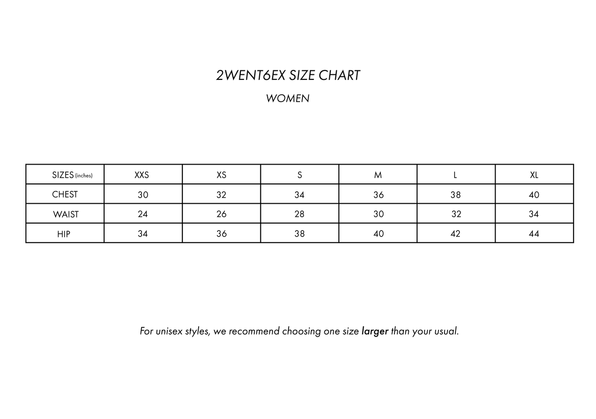 Size chart for 