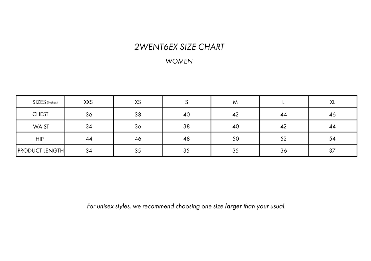 Size chart for 